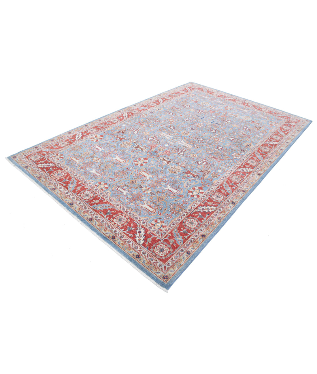 Ziegler 6'4'' X 9'10'' Hand-Knotted Wool Rug 6'4'' x 9'10'' (190 X 295) / Blue / Red