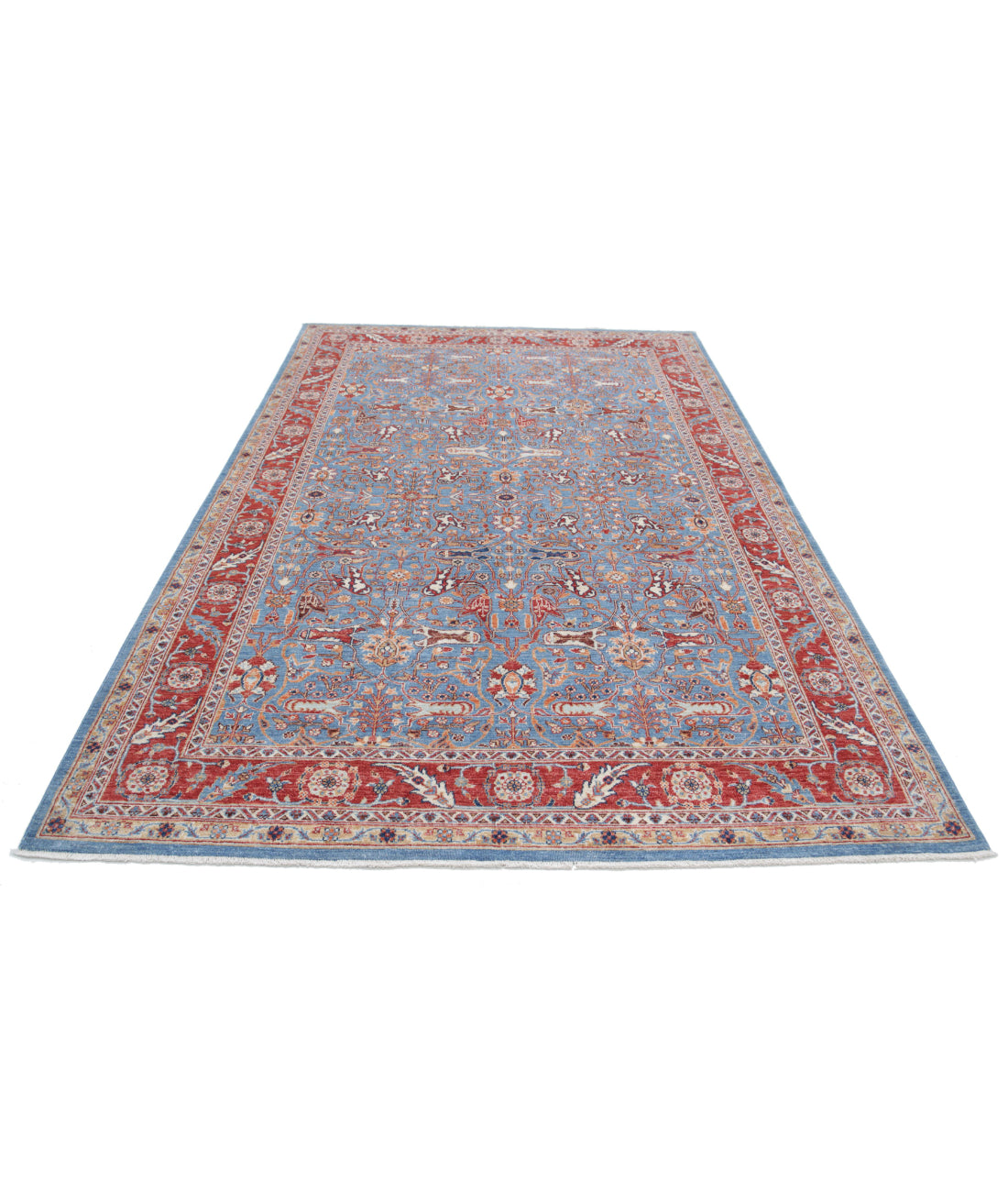Ziegler 6'4'' X 9'10'' Hand-Knotted Wool Rug 6'4'' x 9'10'' (190 X 295) / Blue / Red