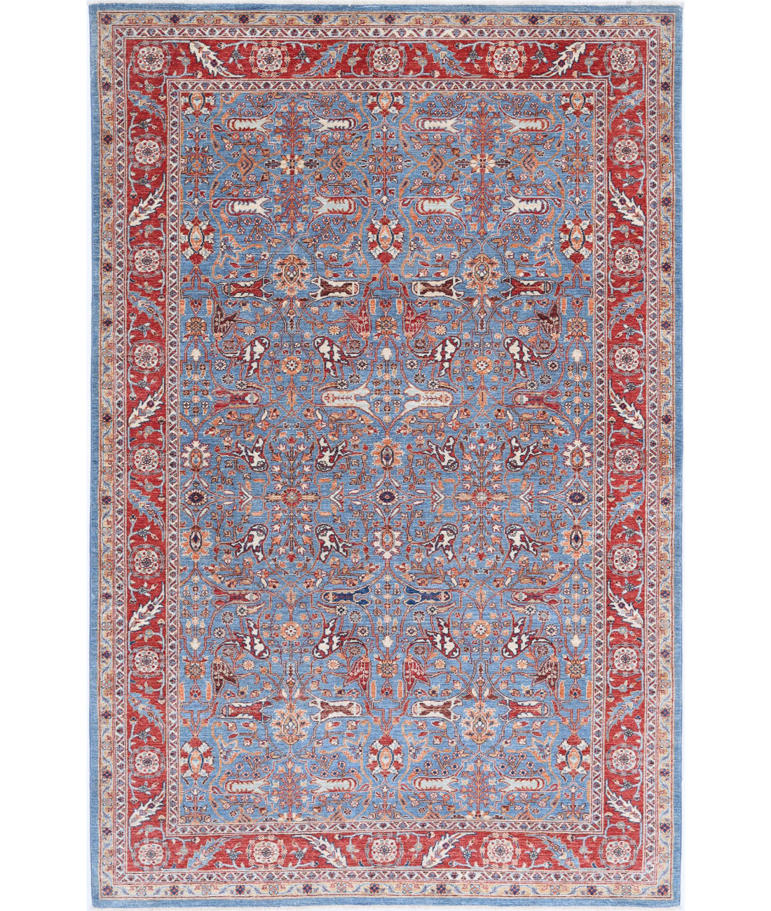 Ziegler 6'4'' X 9'10'' Hand-Knotted Wool Rug 6'4'' x 9'10'' (190 X 295) / Blue / Red