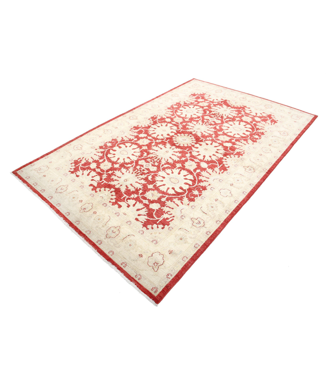 Ziegler 5'5'' X 8'6'' Hand-Knotted Wool Rug 5'5'' x 8'6'' (163 X 255) / Red / Ivory