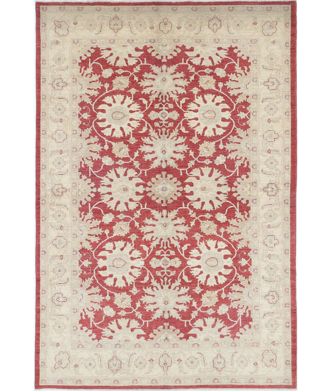 Ziegler 5'5'' X 8'6'' Hand-Knotted Wool Rug 5'5'' x 8'6'' (163 X 255) / Red / Ivory