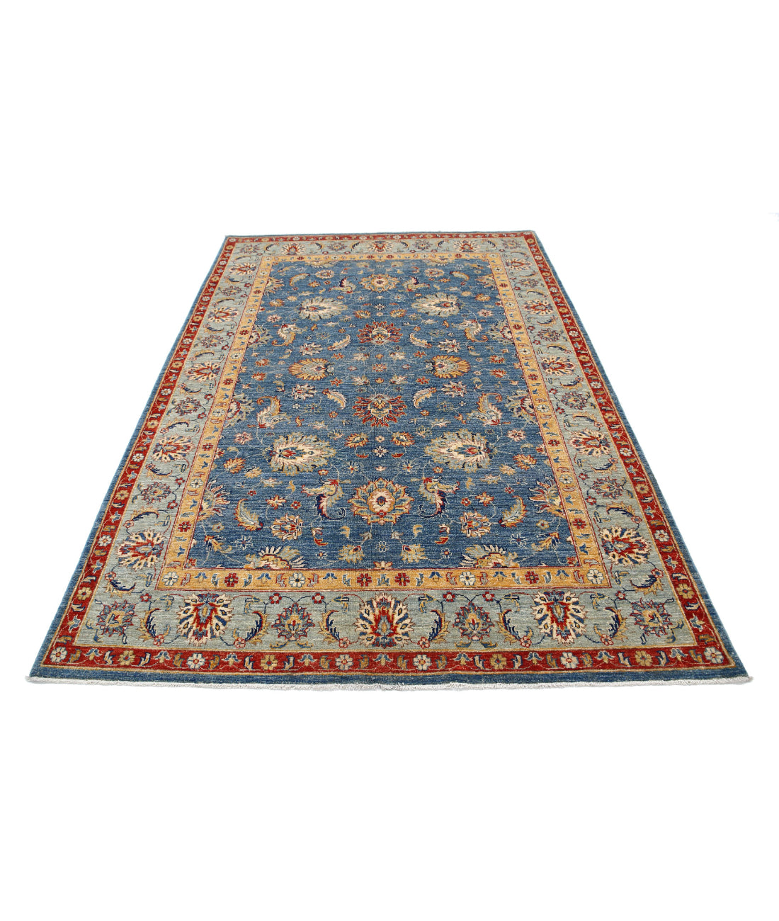 Ziegler 5'7'' X 8'2'' Hand-Knotted Wool Rug 5'7'' x 8'2'' (168 X 245) / Blue / Grey