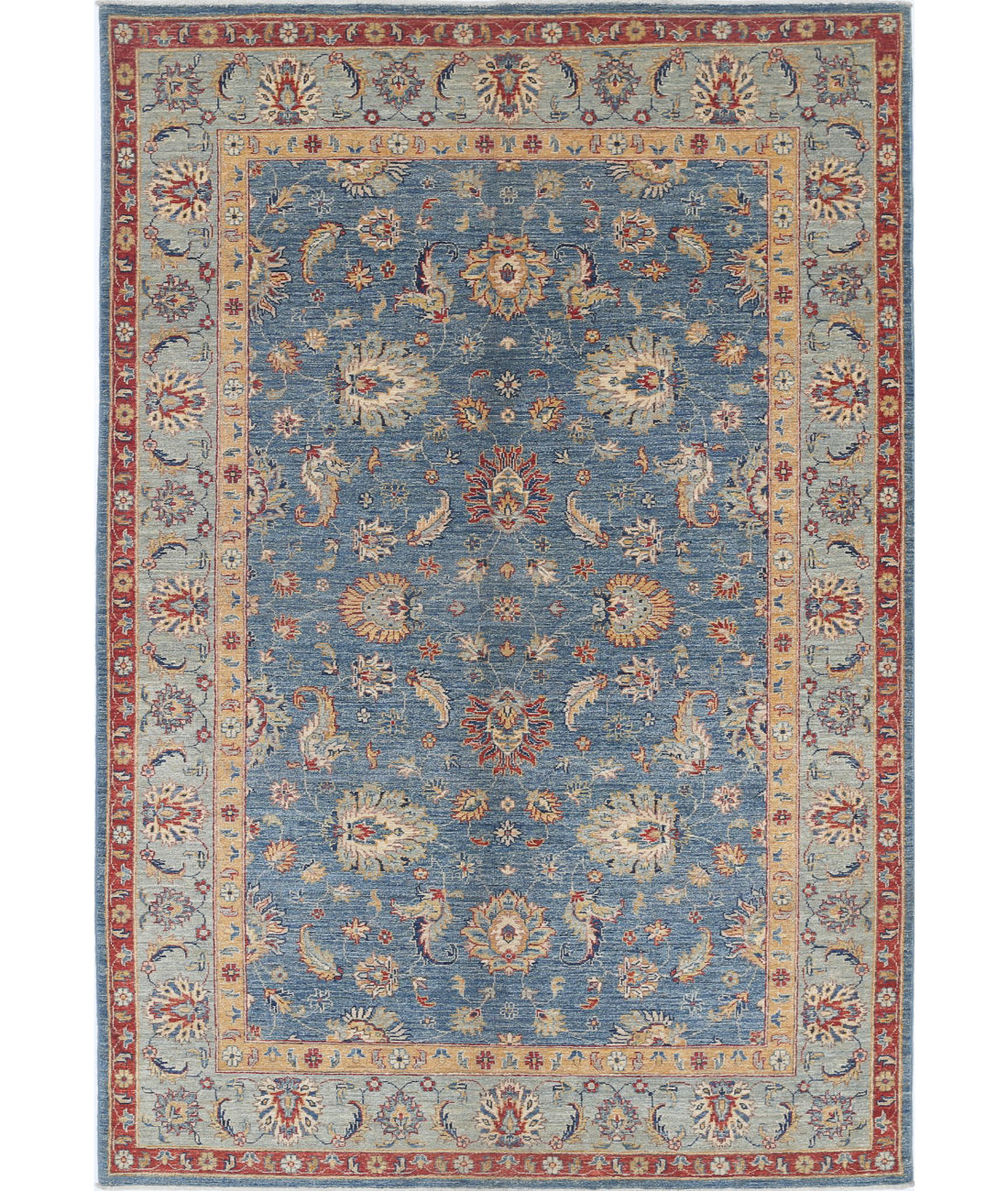 Ziegler 5'7'' X 8'2'' Hand-Knotted Wool Rug 5'7'' x 8'2'' (168 X 245) / Blue / Grey