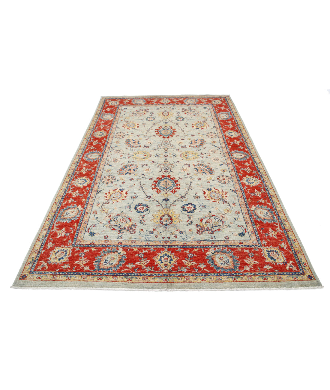 Ziegler 5'6'' X 8'8'' Hand-Knotted Wool Rug 5'6'' x 8'8'' (165 X 260) / Blue / Red
