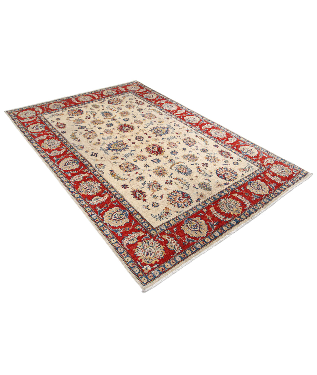 Ziegler 5'5'' X 7'11'' Hand-Knotted Wool Rug 5'5'' x 7'11'' (163 X 238) / Ivory / Red