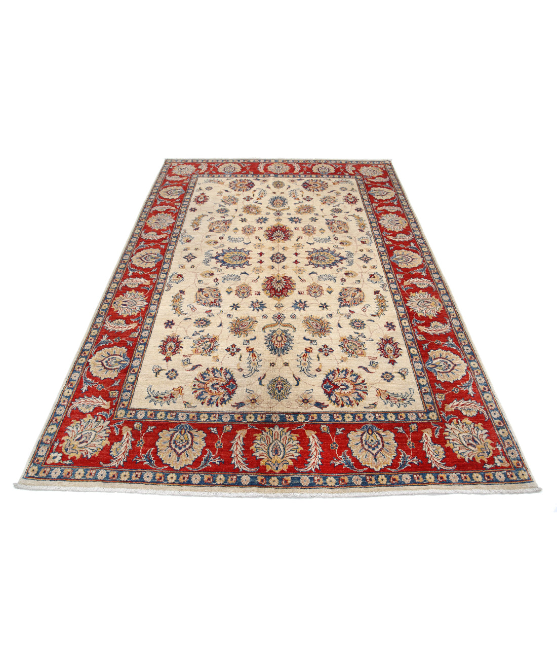 Ziegler 5'5'' X 7'11'' Hand-Knotted Wool Rug 5'5'' x 7'11'' (163 X 238) / Ivory / Red