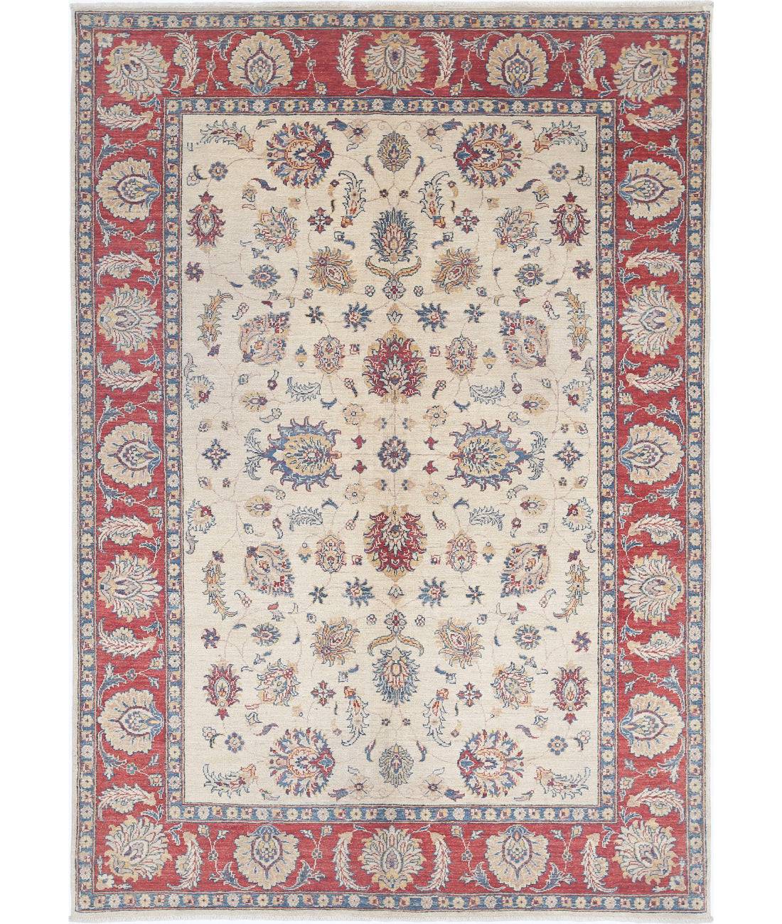 Ziegler 5'5'' X 7'11'' Hand-Knotted Wool Rug 5'5'' x 7'11'' (163 X 238) / Ivory / Red