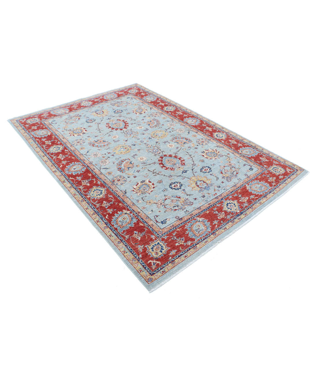 Ziegler 5'6'' X 7'9'' Hand-Knotted Wool Rug 5'6'' x 7'9'' (165 X 233) / Blue / Red