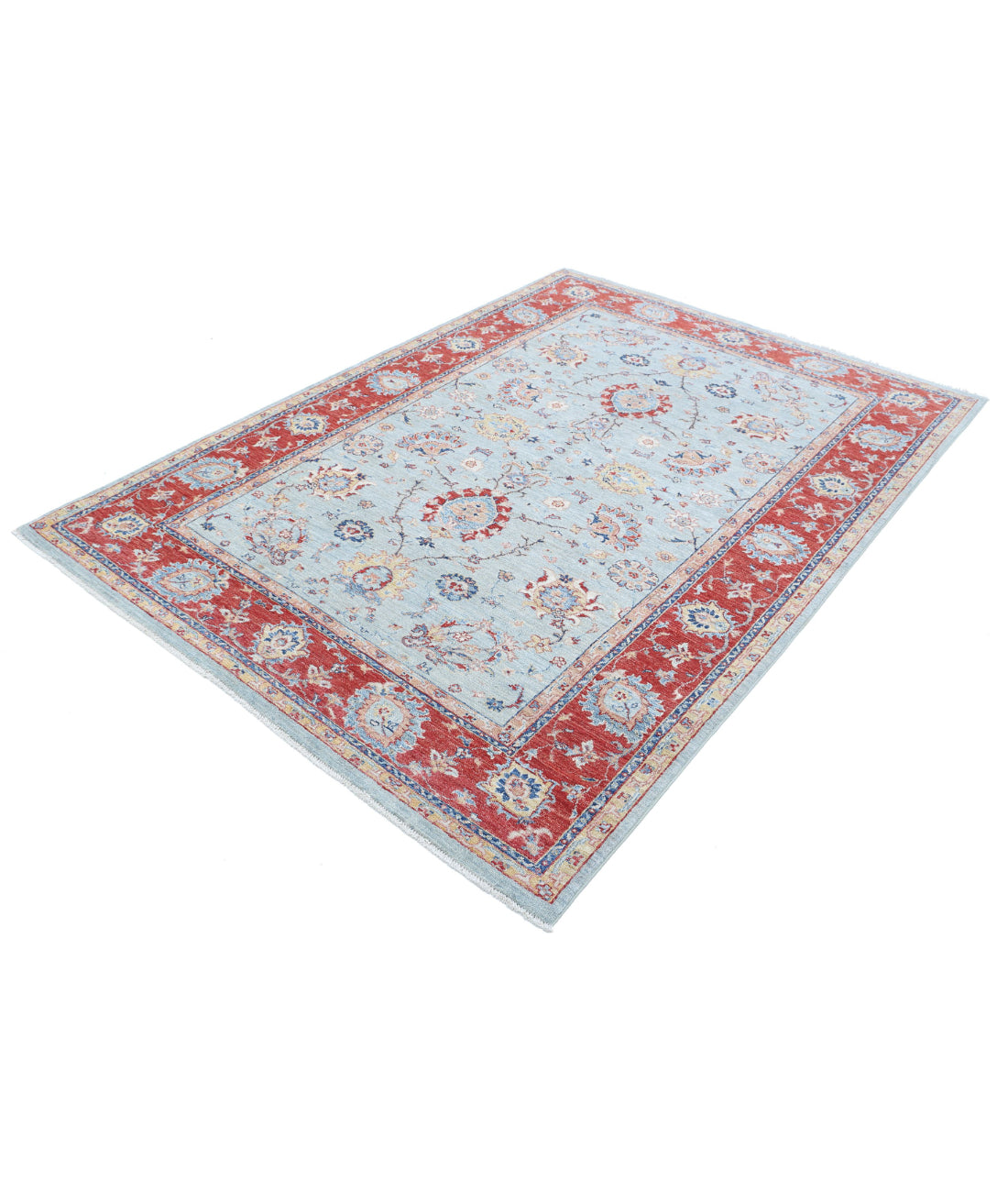 Ziegler 5'6'' X 7'9'' Hand-Knotted Wool Rug 5'6'' x 7'9'' (165 X 233) / Blue / Red