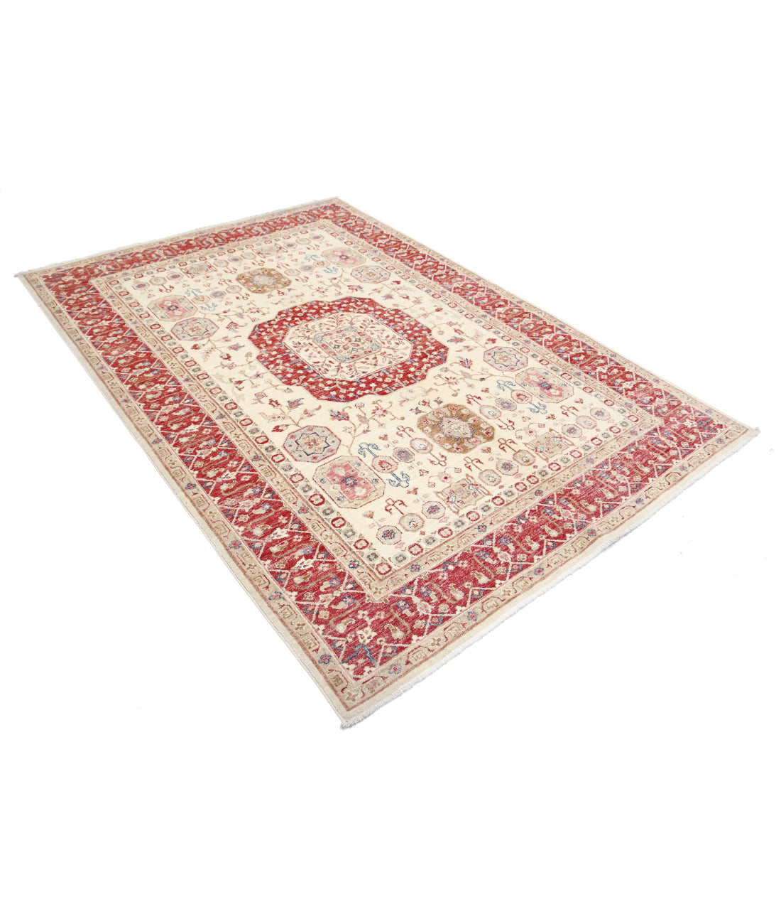 Ziegler 5'7'' X 8'0'' Hand-Knotted Wool Rug 5'7'' x 8'0'' (168 X 240) / Ivory / Red