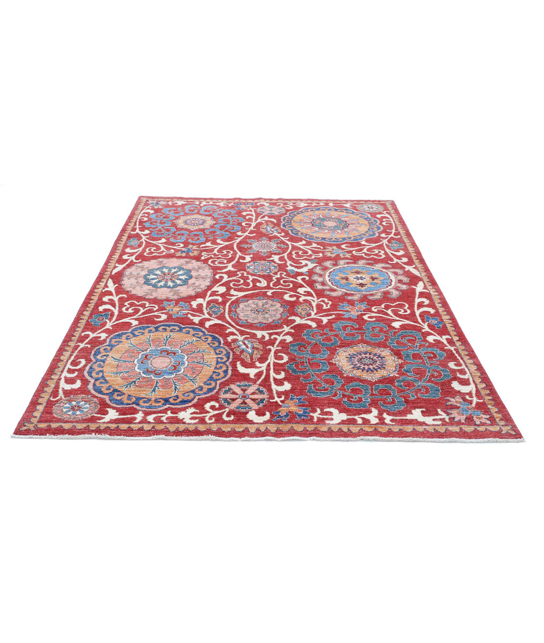 Ziegler 5'8'' X 7'6'' Hand-Knotted Wool Rug 5'8'' x 7'6'' (170 X 225) / Red / Red