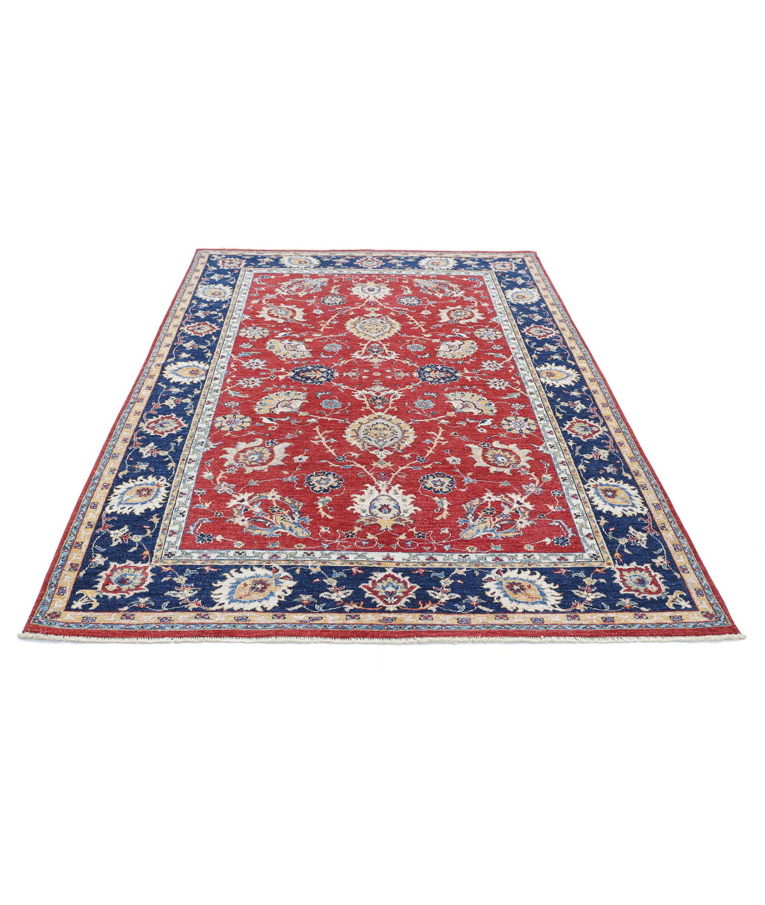Ziegler 5'7'' X 7'9'' Hand-Knotted Wool Rug 5'7'' x 7'9'' (168 X 233) / Red / Blue