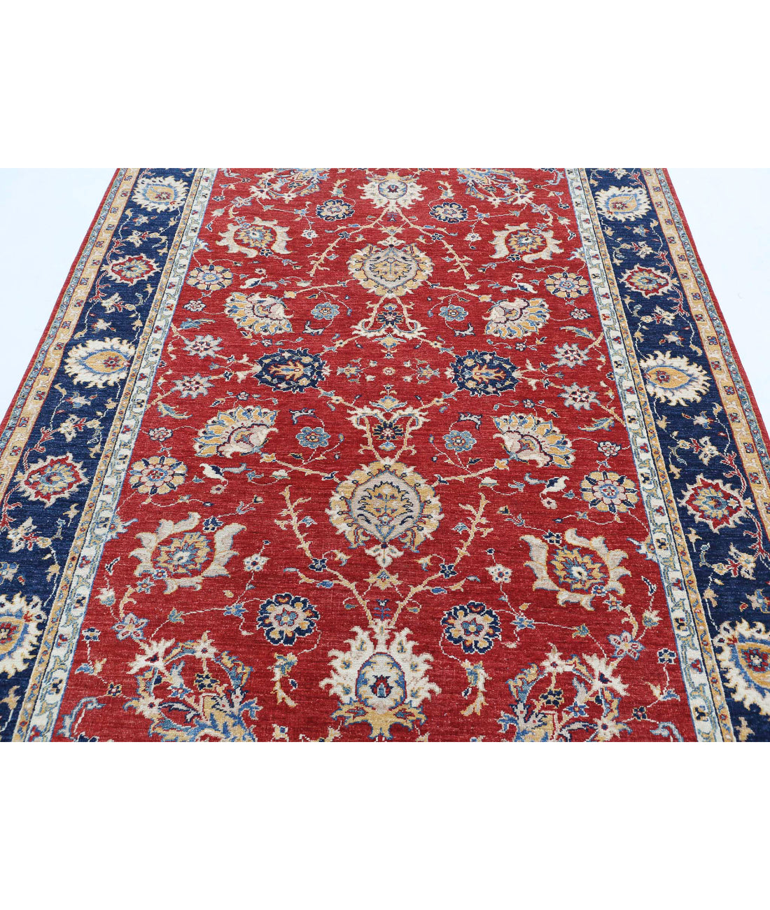 Ziegler 5'7'' X 7'9'' Hand-Knotted Wool Rug 5'7'' x 7'9'' (168 X 233) / Red / Blue