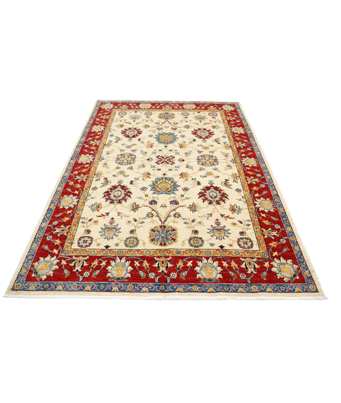 Ziegler 5'9'' X 7'9'' Hand-Knotted Wool Rug 5'9'' x 7'9'' (173 X 233) / Ivory / Red