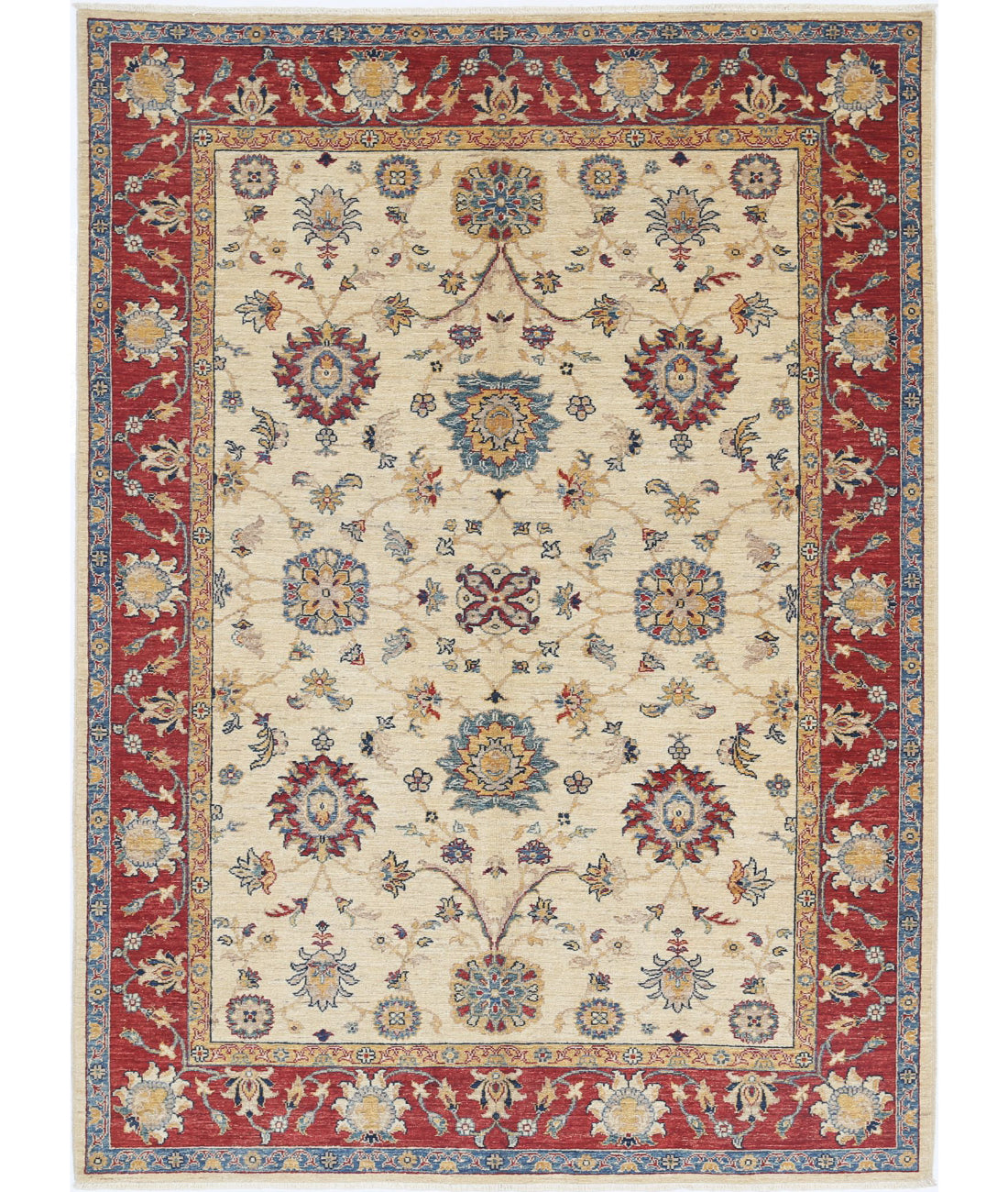Ziegler 5'9'' X 7'9'' Hand-Knotted Wool Rug 5'9'' x 7'9'' (173 X 233) / Ivory / Red