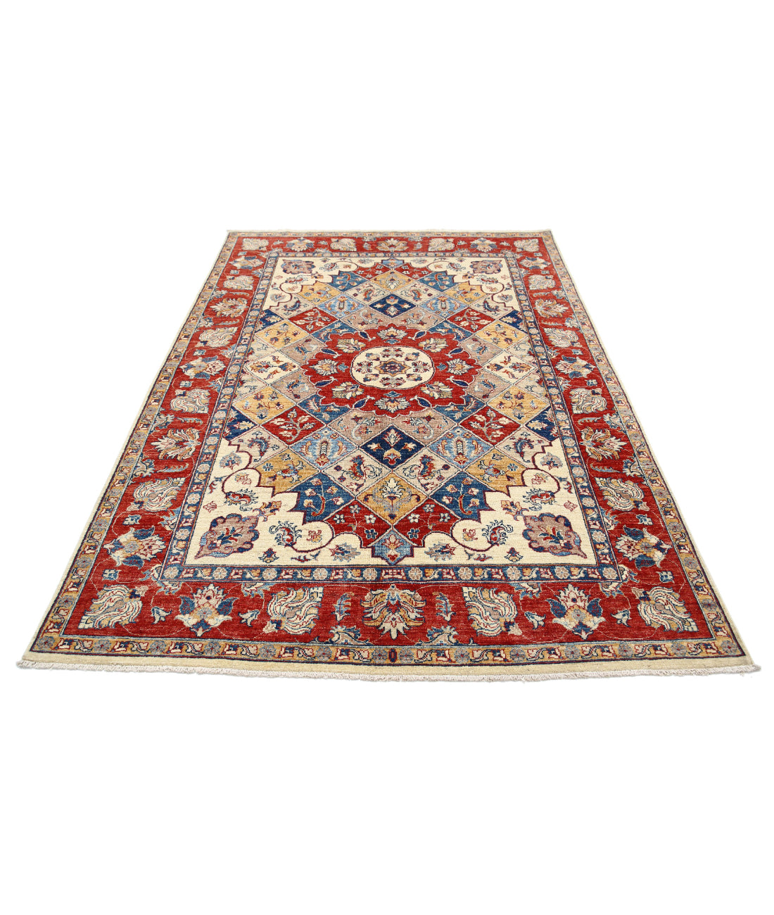 Ziegler 5'6'' X 7'10'' Hand-Knotted Wool Rug 5'6'' x 7'10'' (165 X 235) / Ivory / Red