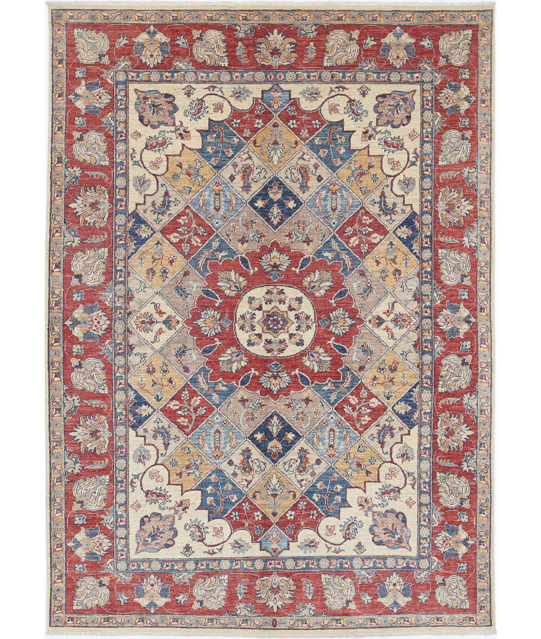 Ziegler 5'6'' X 7'10'' Hand-Knotted Wool Rug 5'6'' x 7'10'' (165 X 235) / Ivory / Red