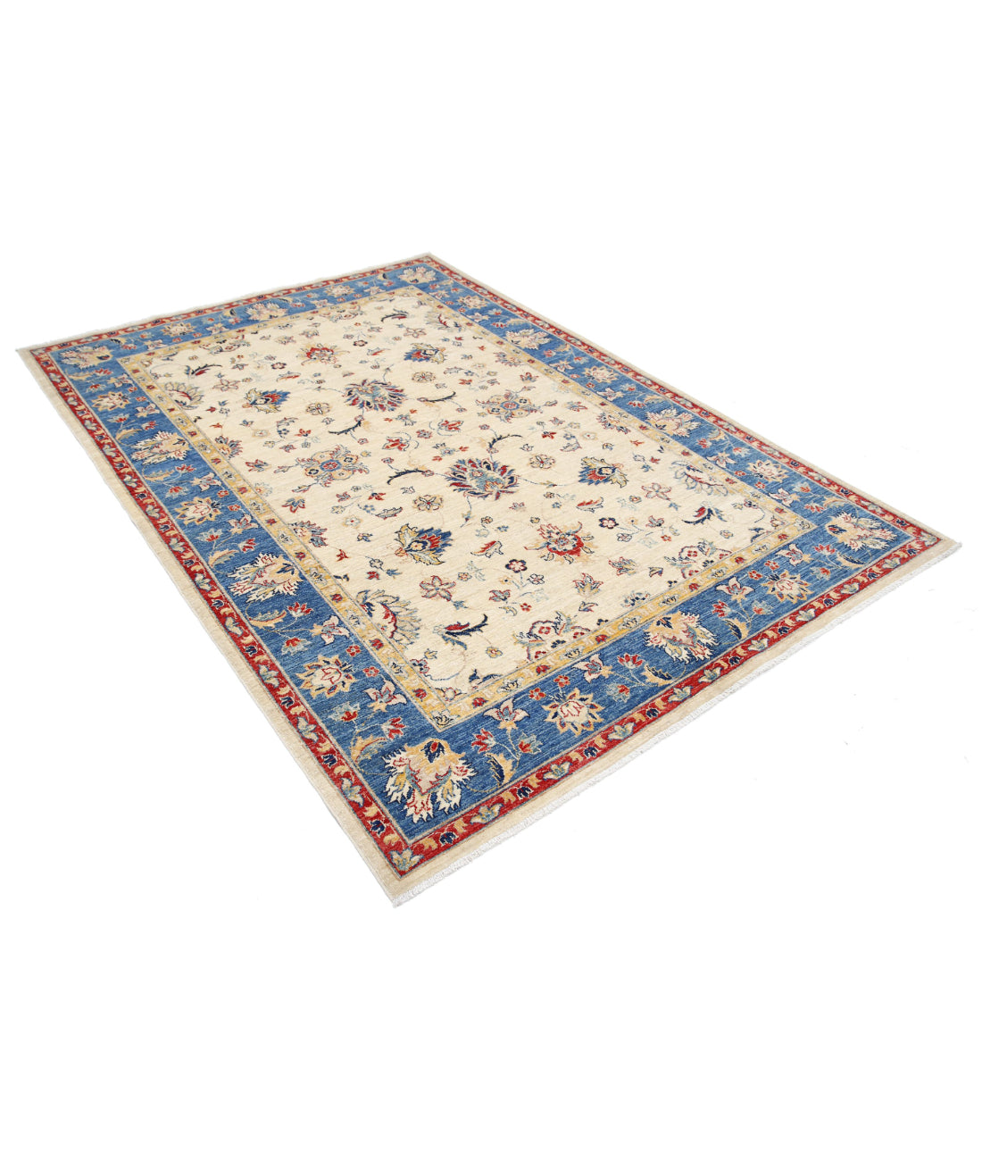 Ziegler 5'8'' X 7'9'' Hand-Knotted Wool Rug 5'8'' x 7'9'' (170 X 233) / Ivory / Blue