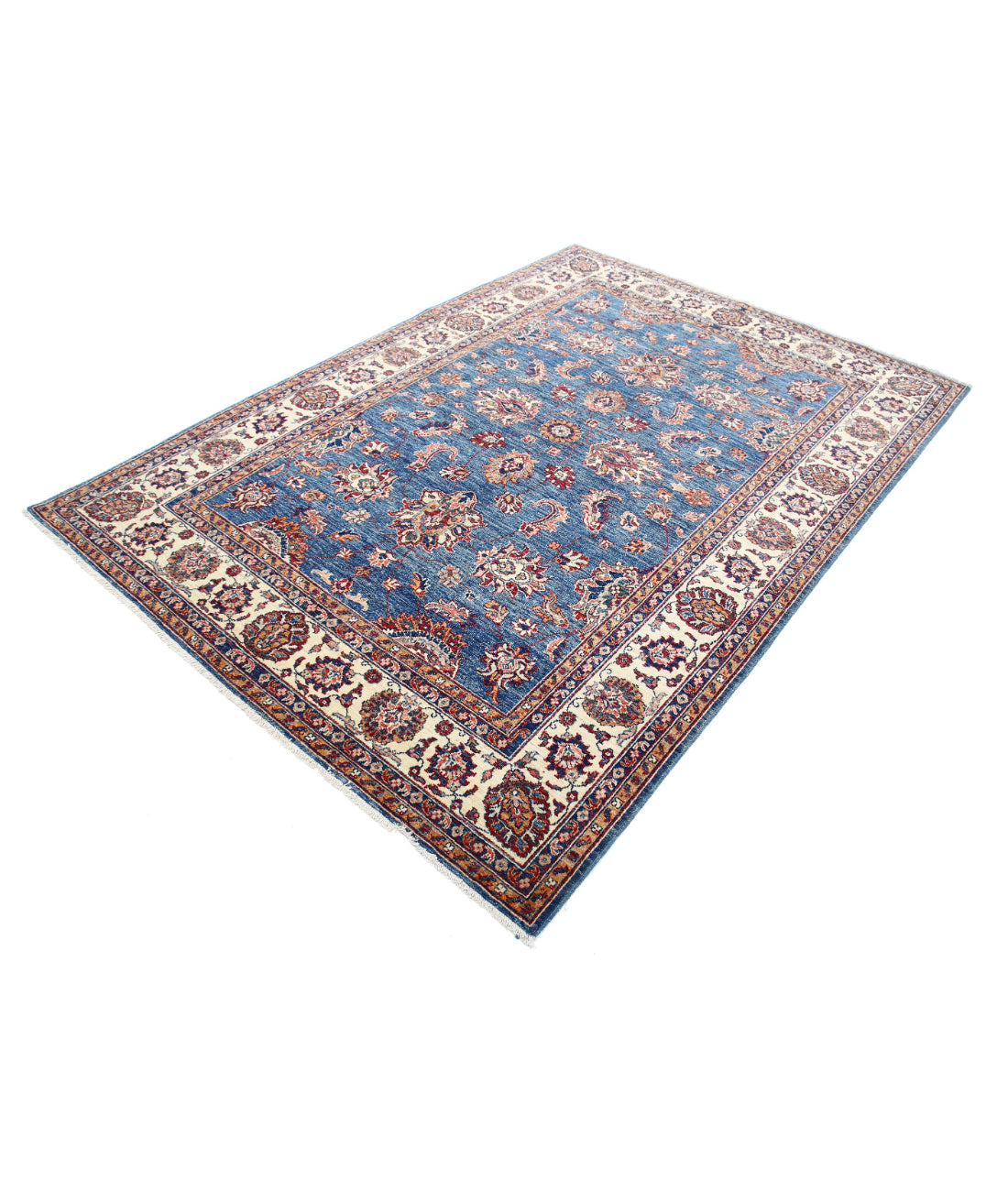 Ziegler 5'5'' X 7'7'' Hand-Knotted Wool Rug 5'5'' x 7'7'' (163 X 228) / Blue / Ivory