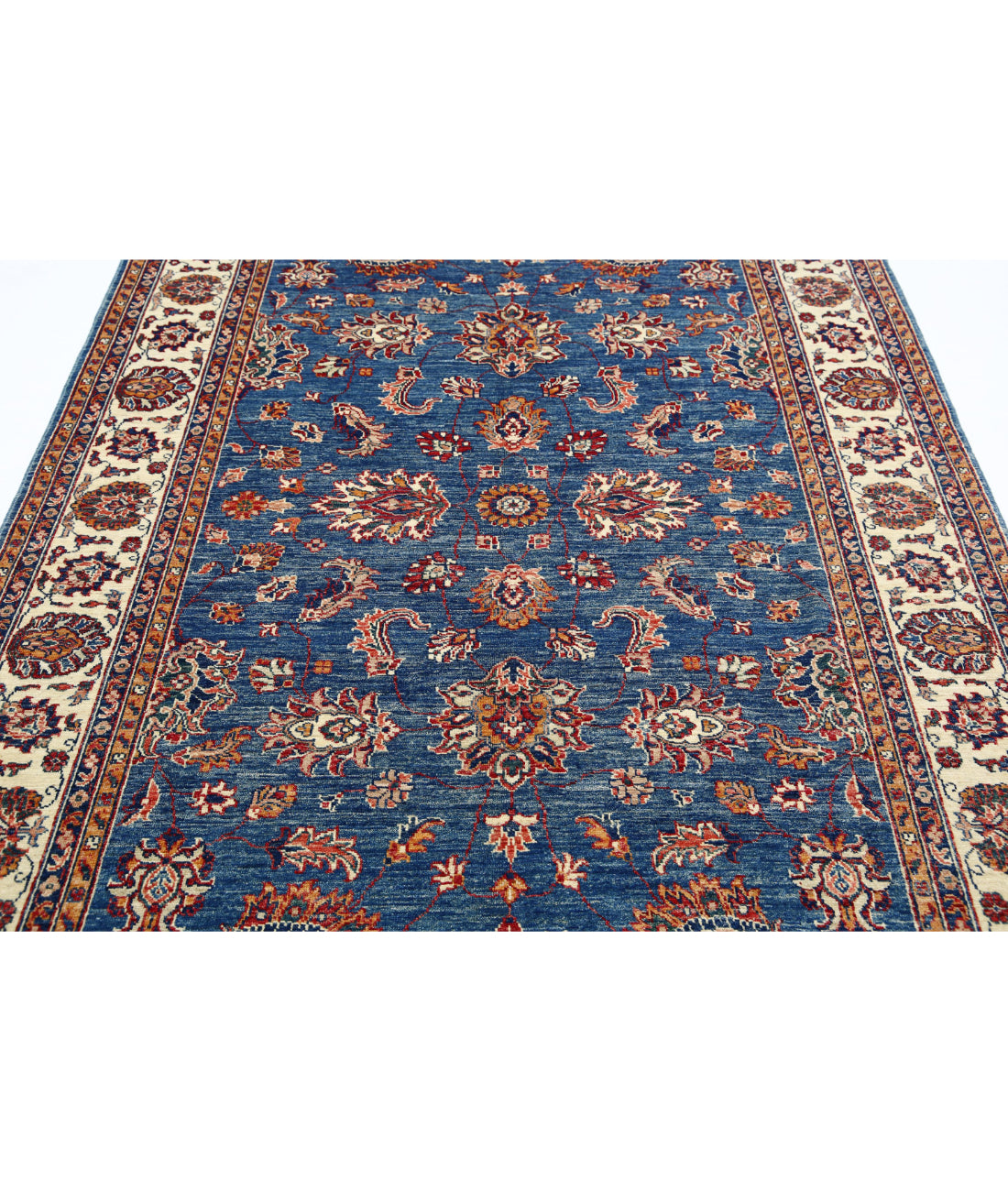 Ziegler 5'5'' X 7'7'' Hand-Knotted Wool Rug 5'5'' x 7'7'' (163 X 228) / Blue / Ivory