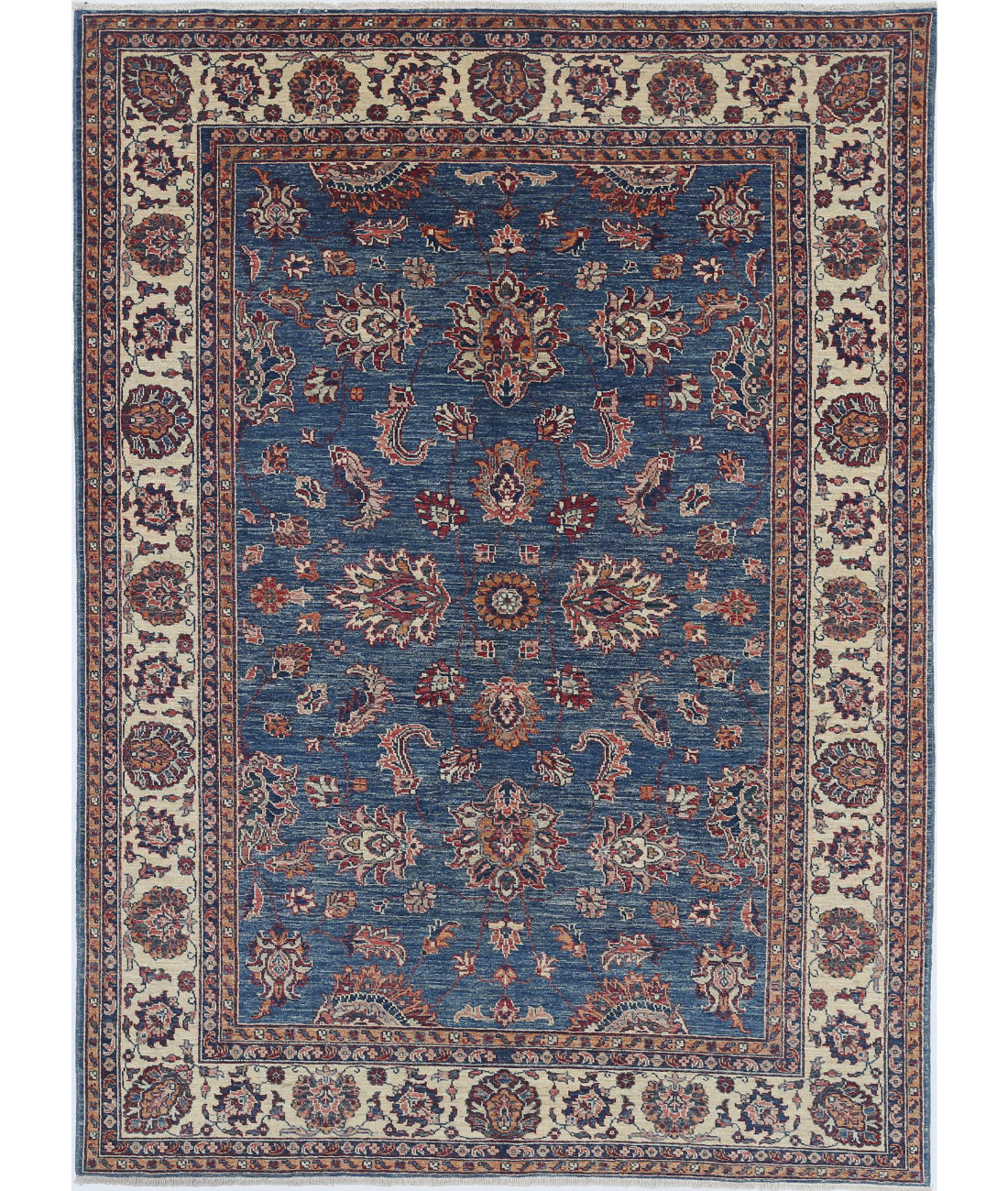 Ziegler 5'5'' X 7'7'' Hand-Knotted Wool Rug 5'5'' x 7'7'' (163 X 228) / Blue / Ivory