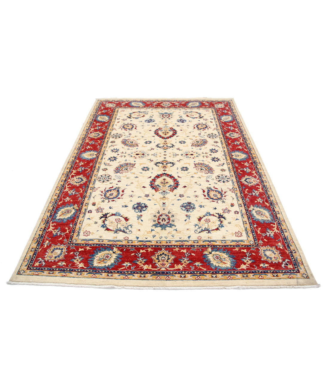 Ziegler 5'8'' X 8'0'' Hand-Knotted Wool Rug 5'8'' x 8'0'' (170 X 240) / Ivory / Red