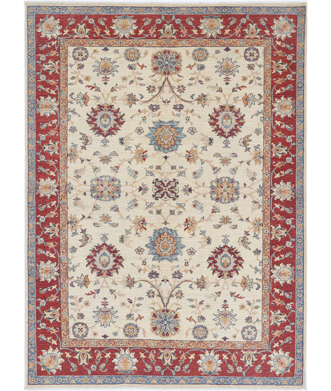 Ziegler 5'7'' X 7'10'' Hand-Knotted Wool Rug 5'7'' x 7'10'' (168 X 235) / Ivory / Red