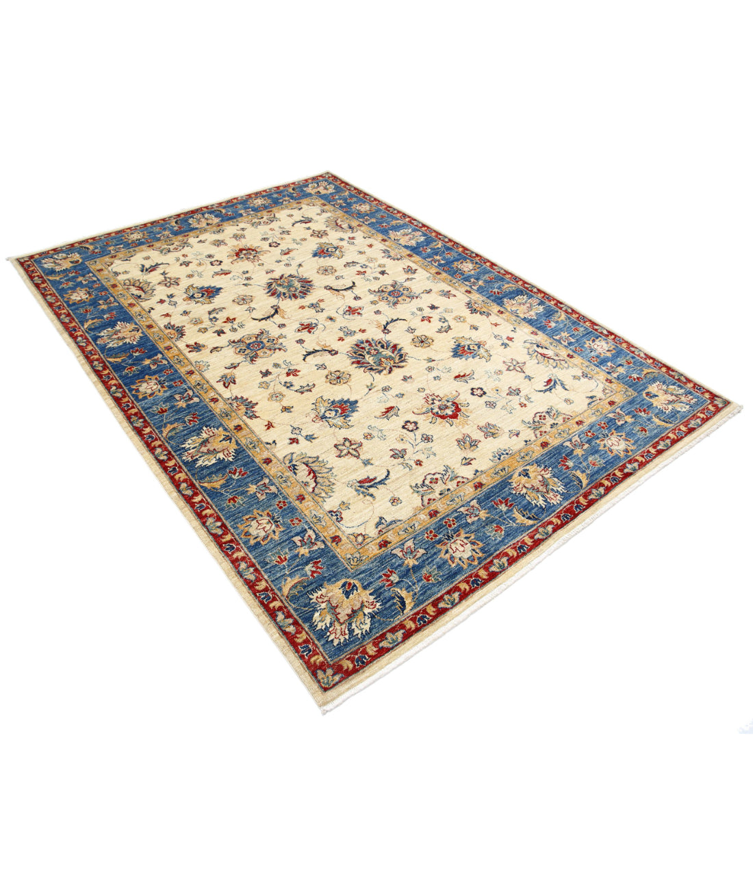 Ziegler 5'8'' X 7'8'' Hand-Knotted Wool Rug 5'8'' x 7'8'' (170 X 230) / Ivory / Blue