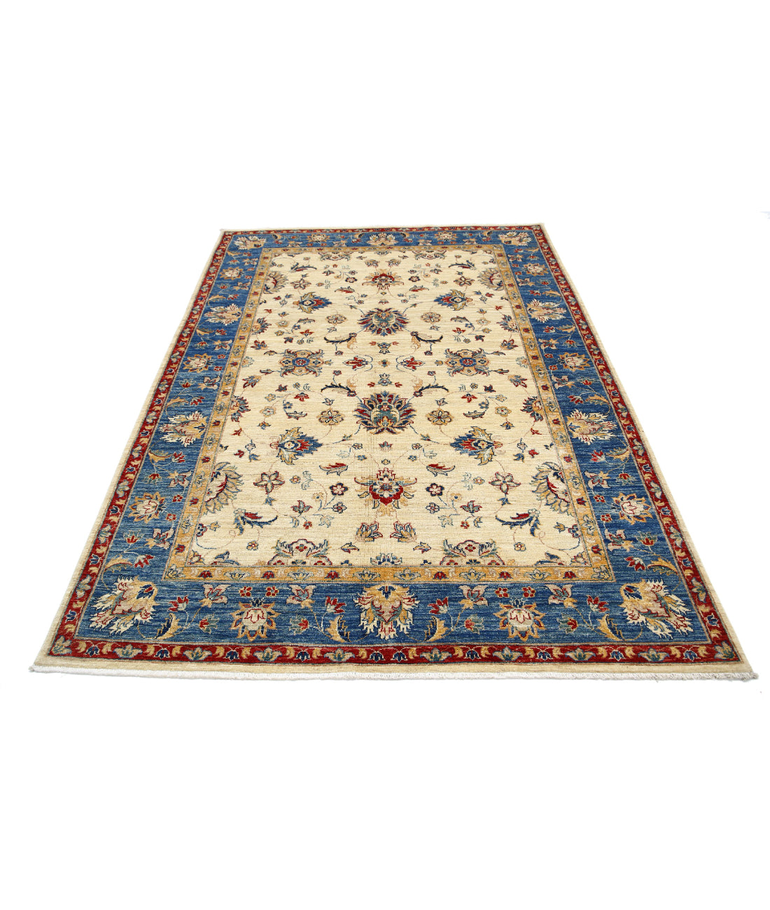 Ziegler 5'8'' X 7'8'' Hand-Knotted Wool Rug 5'8'' x 7'8'' (170 X 230) / Ivory / Blue