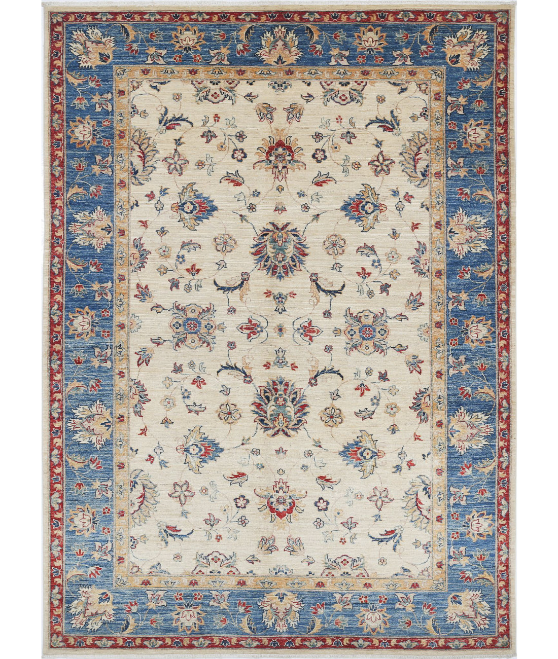 Ziegler 5'8'' X 7'8'' Hand-Knotted Wool Rug 5'8'' x 7'8'' (170 X 230) / Ivory / Blue