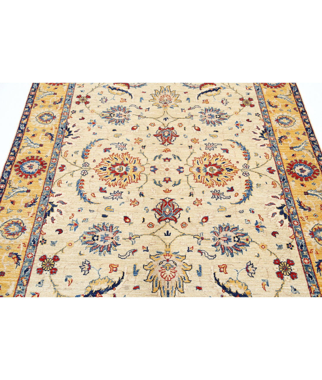 Ziegler 5'7'' X 7'1'' Hand-Knotted Wool Rug 5'7'' x 7'1'' (168 X 213) / Ivory / Gold