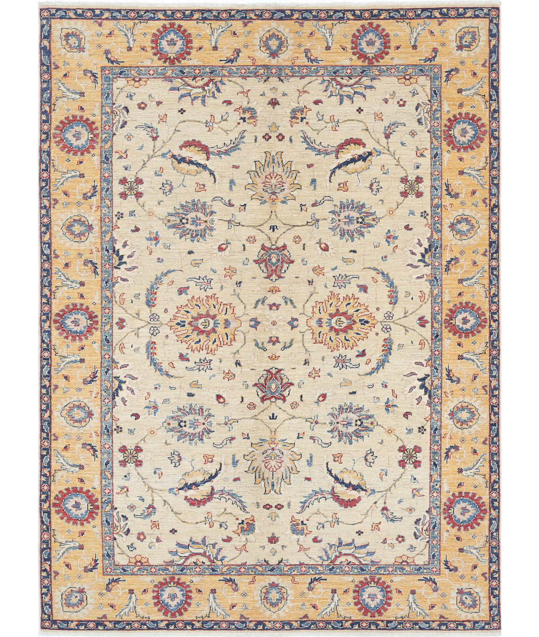 Ziegler 5'7'' X 7'1'' Hand-Knotted Wool Rug 5'7'' x 7'1'' (168 X 213) / Ivory / Gold