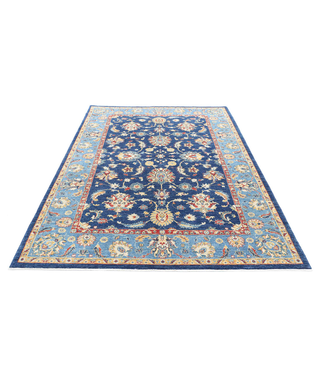 Ziegler 5'8'' X 8'1'' Hand-Knotted Wool Rug 5'8'' x 8'1'' (170 X 243) / Blue / Blue