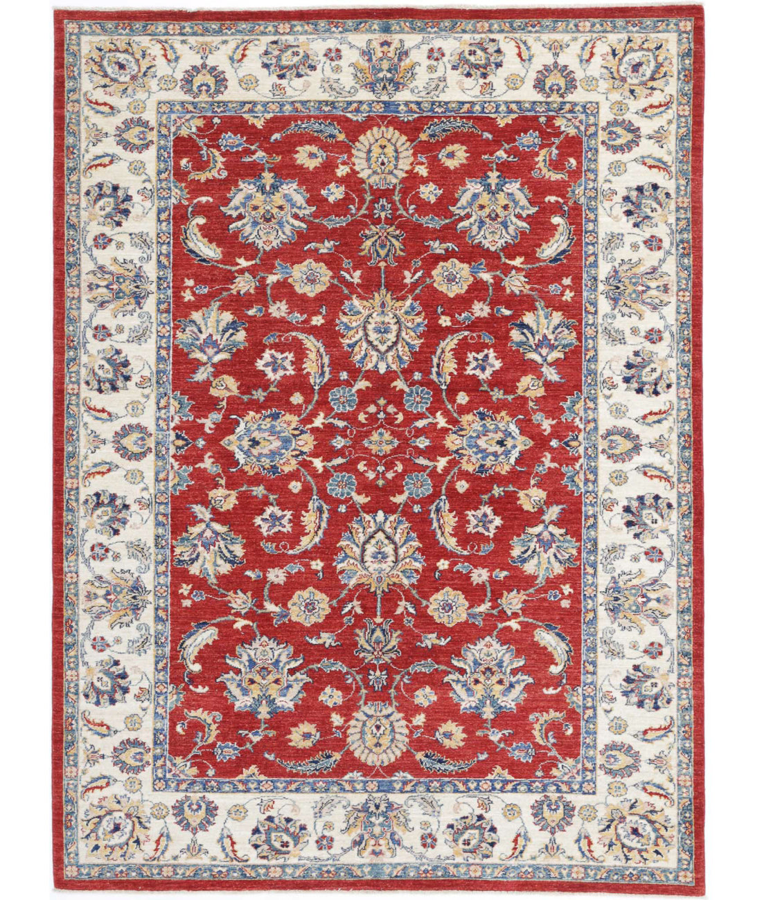 Ziegler 5'6'' X 7'8'' Hand-Knotted Wool Rug 5'6'' x 7'8'' (165 X 230) / Red / Ivory