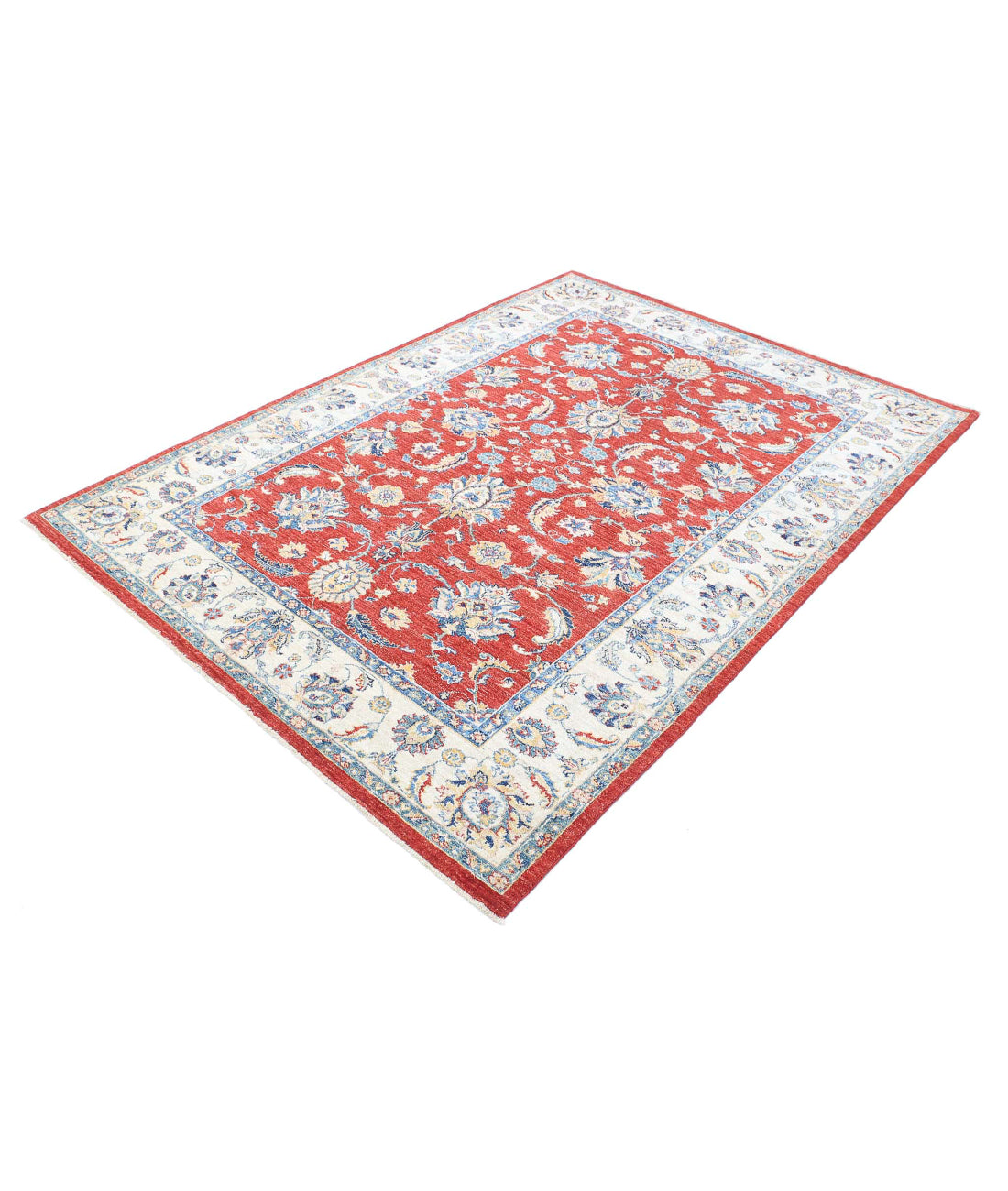 Ziegler 5'6'' X 7'9'' Hand-Knotted Wool Rug 5'6'' x 7'9'' (165 X 233) / Red / Ivory