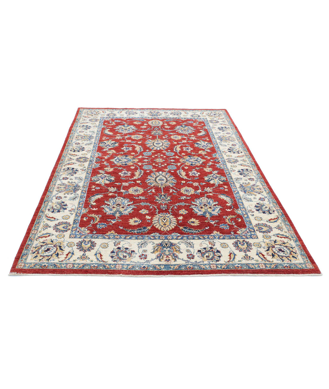 Ziegler 5'6'' X 7'9'' Hand-Knotted Wool Rug 5'6'' x 7'9'' (165 X 233) / Red / Ivory