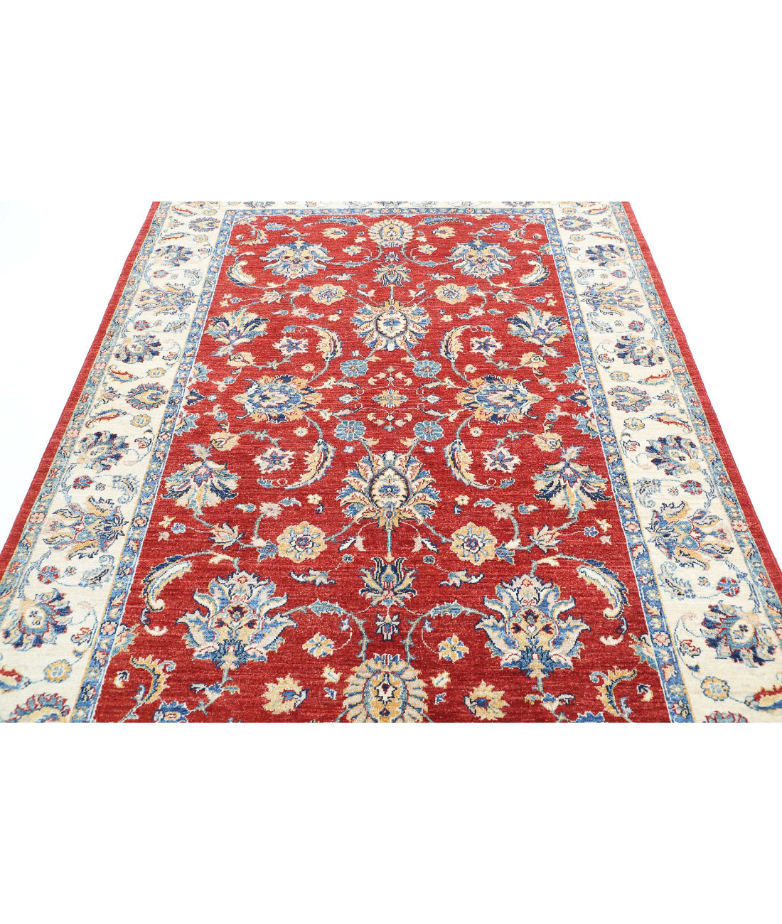 Ziegler 5'6'' X 7'9'' Hand-Knotted Wool Rug 5'6'' x 7'9'' (165 X 233) / Red / Ivory