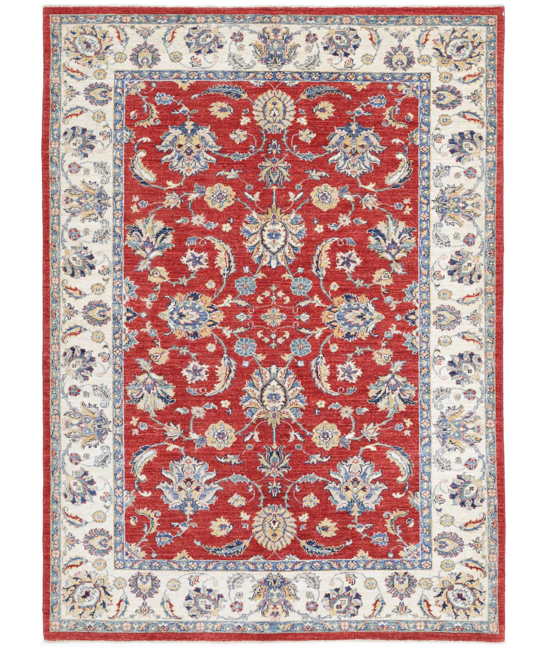 Ziegler 5'6'' X 7'9'' Hand-Knotted Wool Rug 5'6'' x 7'9'' (165 X 233) / Red / Ivory