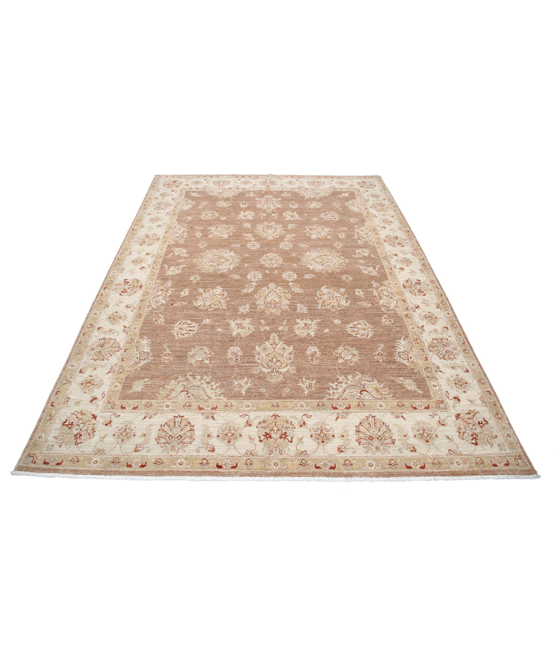 Ziegler 6'3'' X 8'3'' Hand-Knotted Wool Rug 6'3'' x 8'3'' (188 X 248) / Brown / Ivory