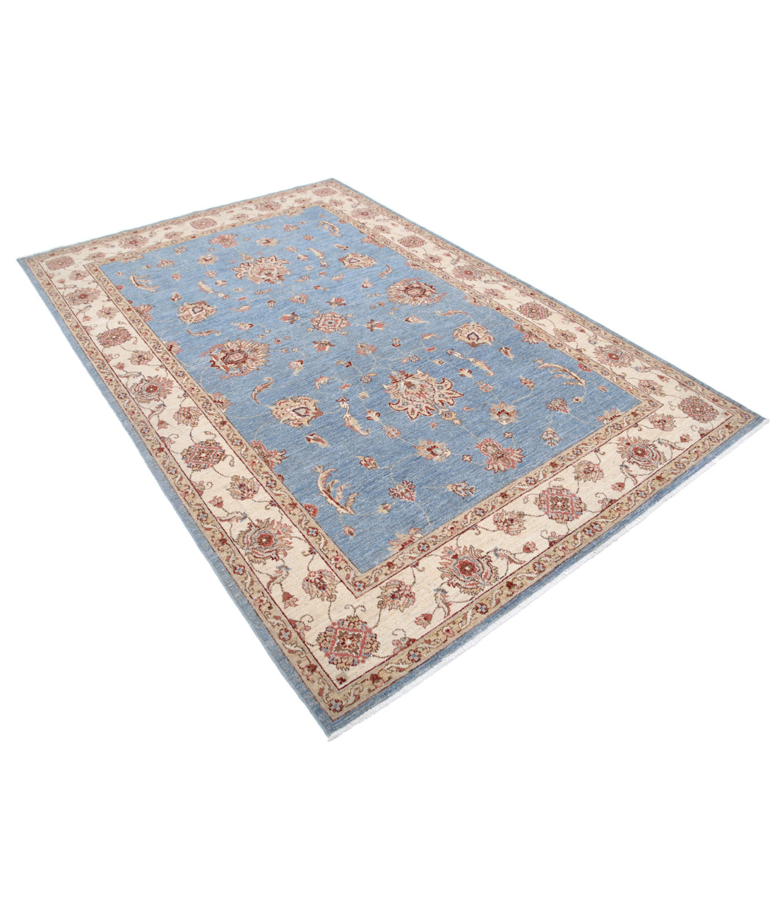 Ziegler 5'8'' X 8'3'' Hand-Knotted Wool Rug 5'8'' x 8'3'' (170 X 248) / Blue / Ivory