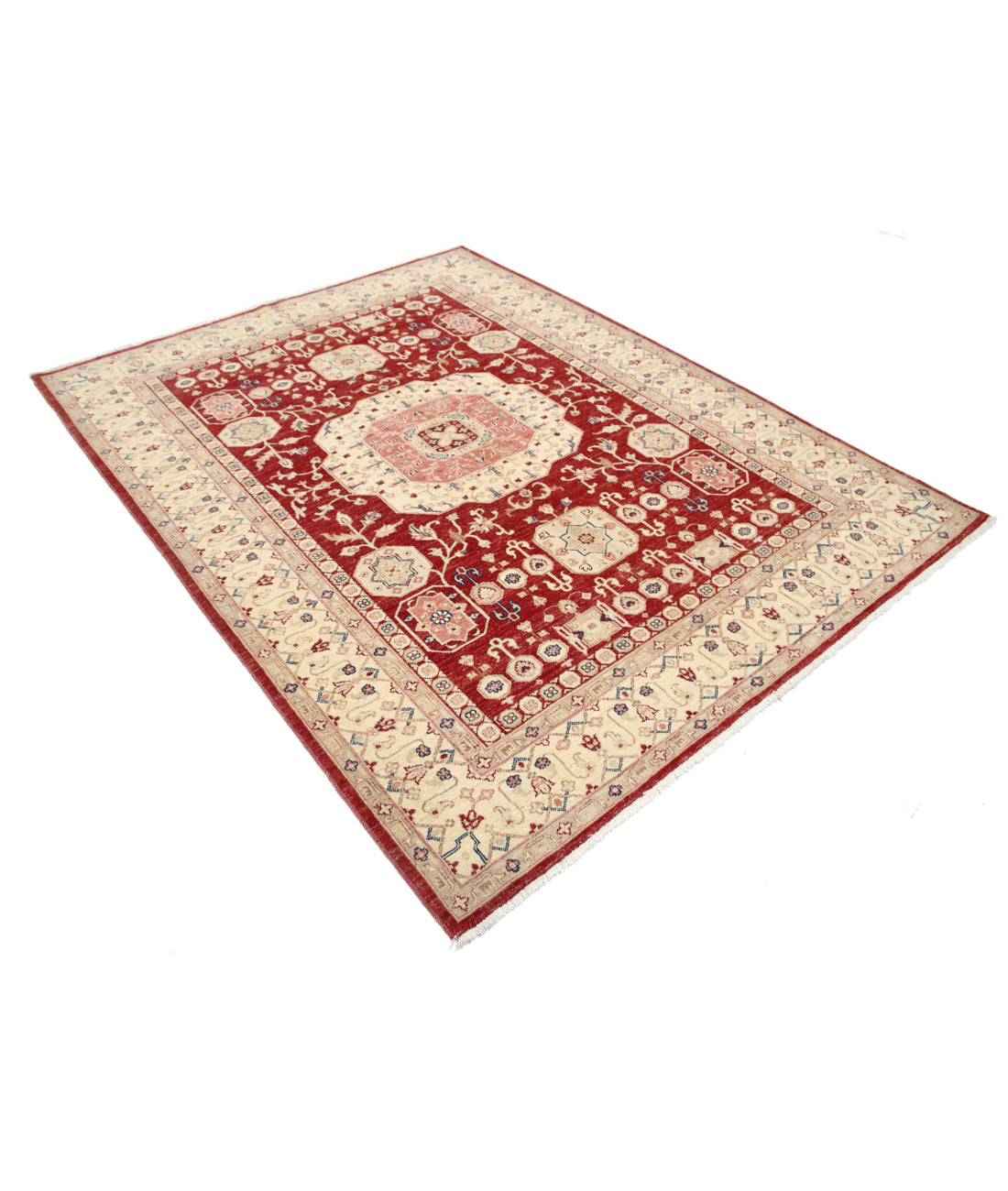 Ziegler 5'9'' X 7'5'' Hand-Knotted Wool Rug 5'9'' x 7'5'' (173 X 223) / Red / Ivory