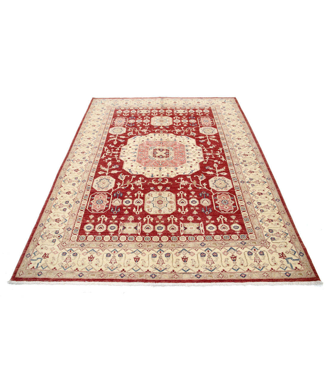 Ziegler 5'9'' X 7'5'' Hand-Knotted Wool Rug 5'9'' x 7'5'' (173 X 223) / Red / Ivory