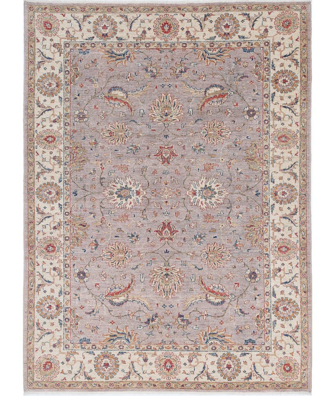 Ziegler 5'6'' X 7'6'' Hand-Knotted Wool Rug 5'6'' x 7'6'' (165 X 225) / Grey / Ivory