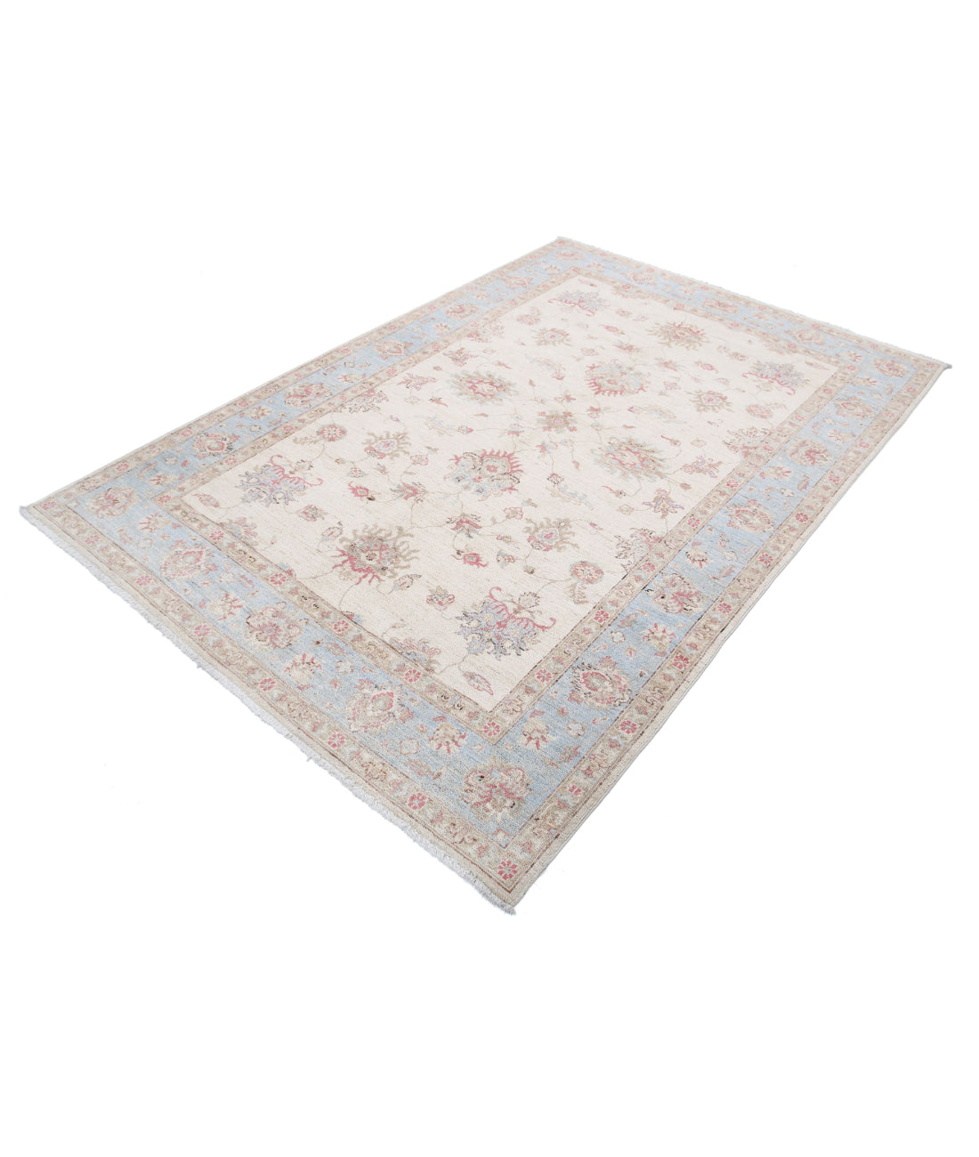 Ziegler 5'7'' X 8'3'' Hand-Knotted Wool Rug 5'7'' x 8'3'' (168 X 248) / Ivory / Blue