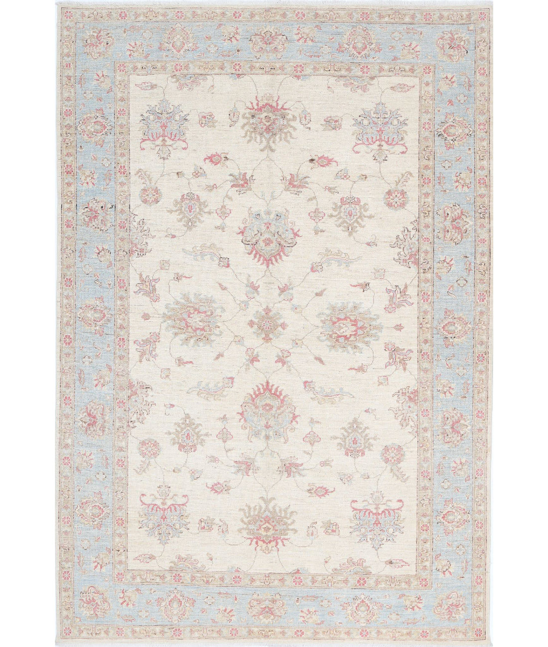 Ziegler 5'7'' X 8'3'' Hand-Knotted Wool Rug 5'7'' x 8'3'' (168 X 248) / Ivory / Blue