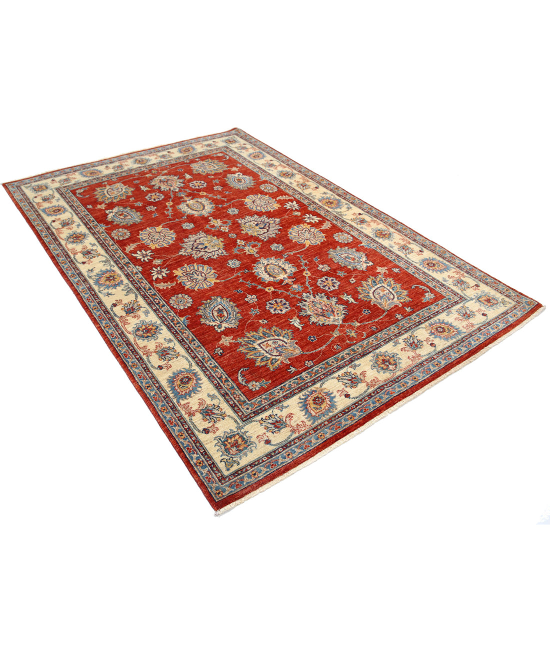 Ziegler 5'5'' X 7'9'' Hand-Knotted Wool Rug 5'5'' x 7'9'' (163 X 233) / Red / Ivory