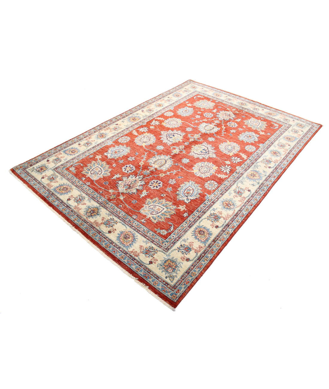 Ziegler 5'5'' X 7'9'' Hand-Knotted Wool Rug 5'5'' x 7'9'' (163 X 233) / Red / Ivory