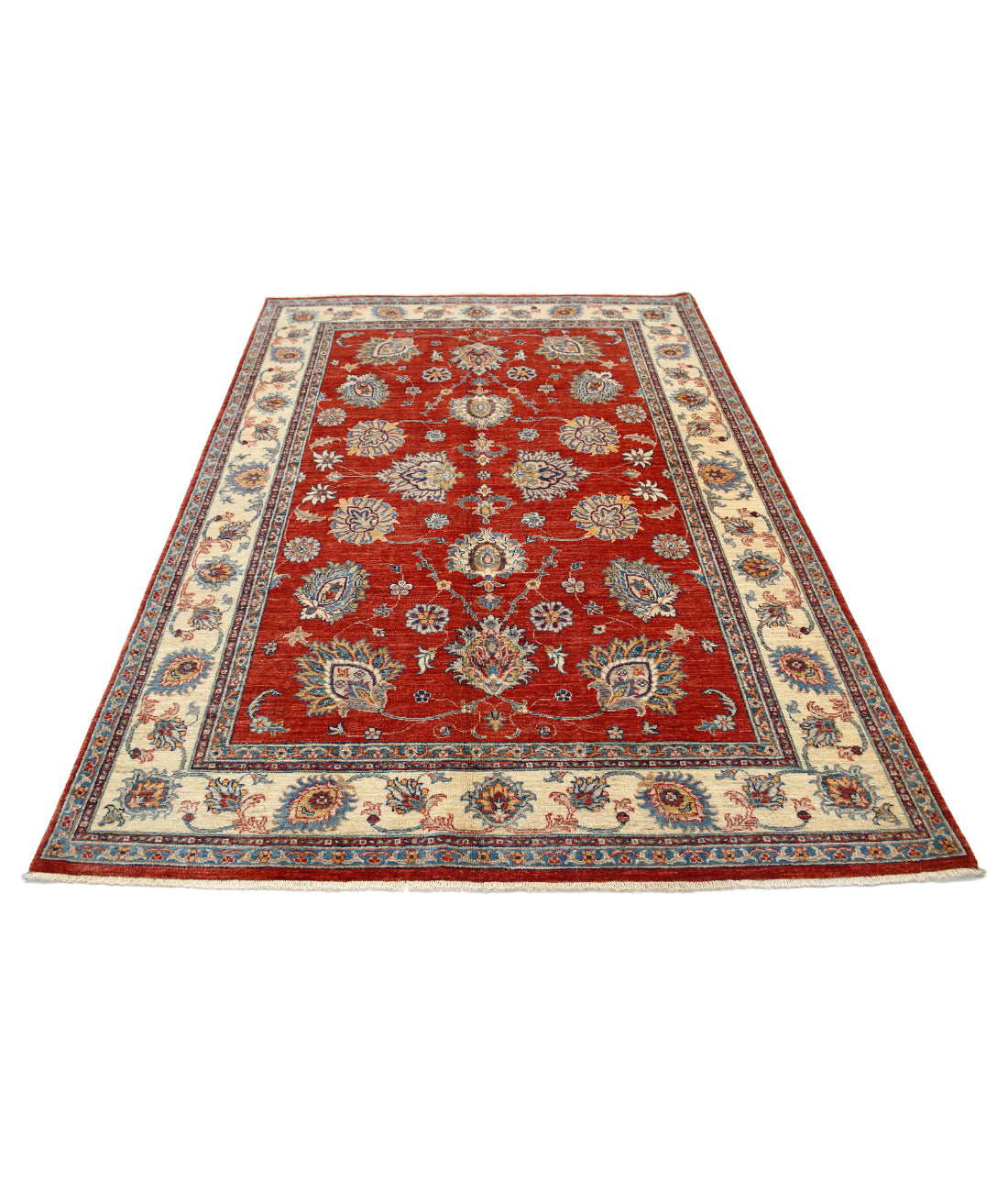 Ziegler 5'5'' X 7'9'' Hand-Knotted Wool Rug 5'5'' x 7'9'' (163 X 233) / Red / Ivory