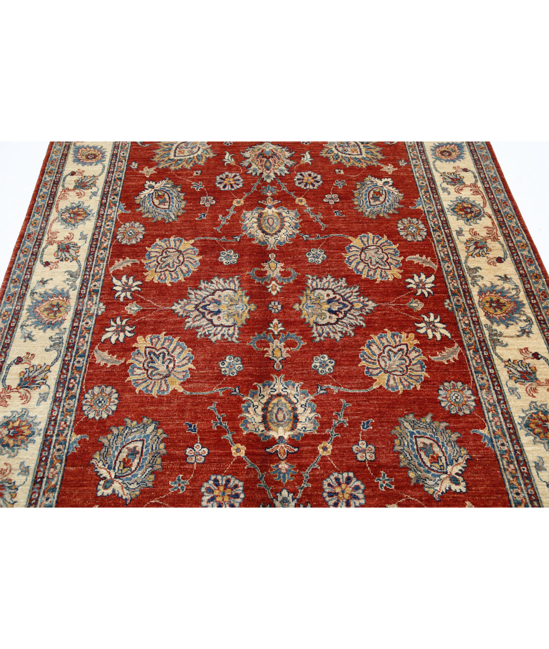 Ziegler 5'5'' X 7'9'' Hand-Knotted Wool Rug 5'5'' x 7'9'' (163 X 233) / Red / Ivory