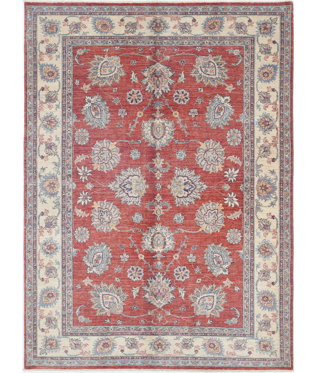 Ziegler 5'5'' X 7'9'' Hand-Knotted Wool Rug 5'5'' x 7'9'' (163 X 233) / Red / Ivory